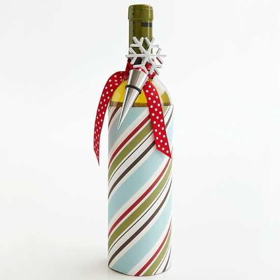 Felt decorated wine bottle