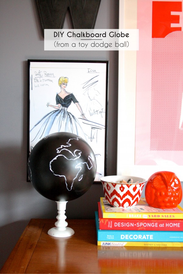 Chalkboard globe from a dodgeball