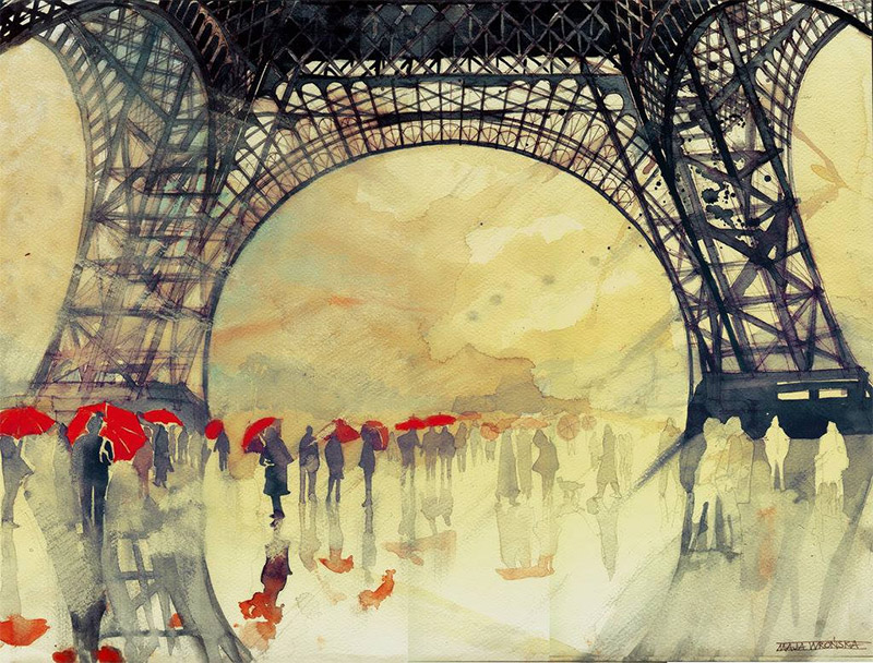 Watercolor cityscape by Maja Wrońska