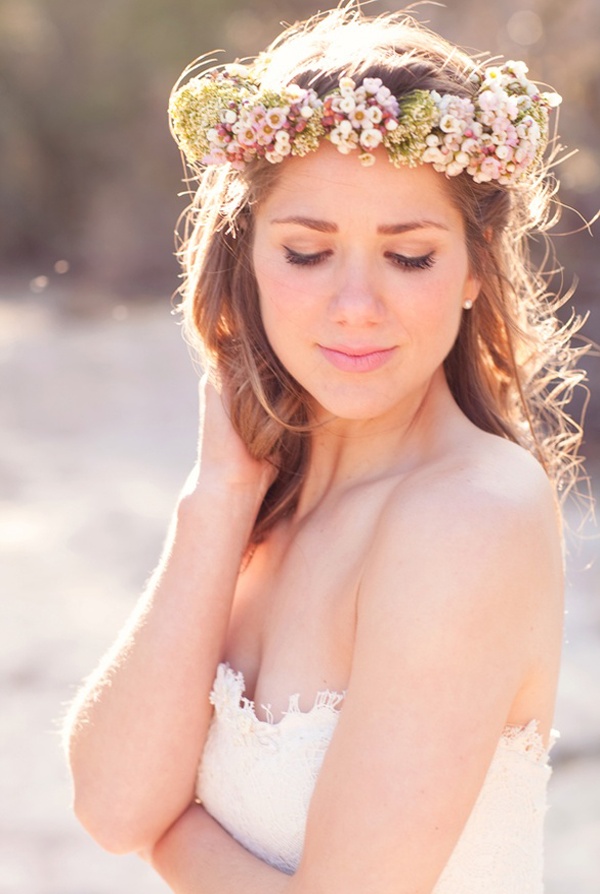 Flower crown with soft pastel blooms