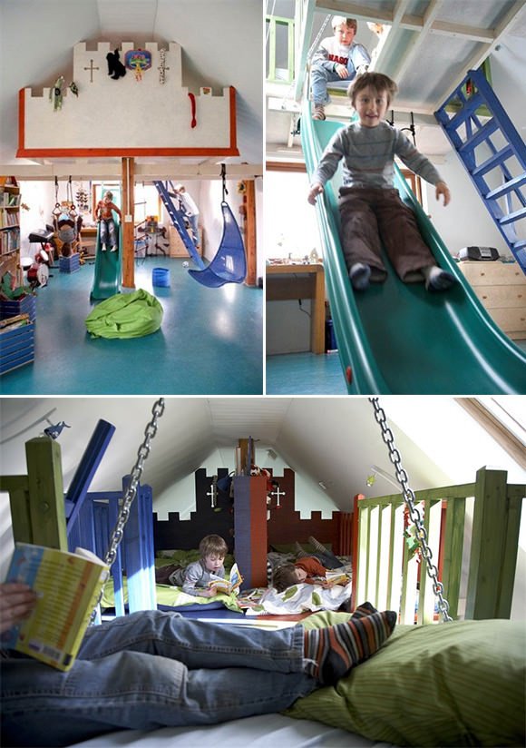 Kids lounge area in basement