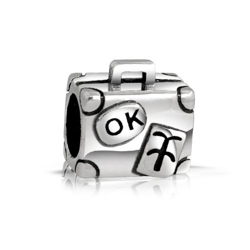 Travel suitcase charm with palm and OK badges