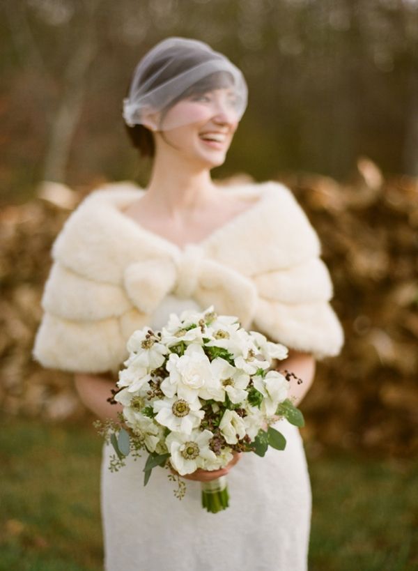 Winter wedding shrug with textured fabric
