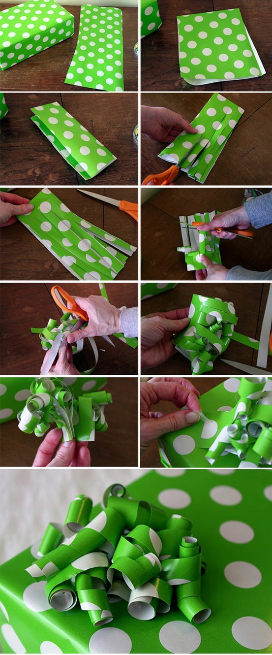 Looped paper gift bow detail
