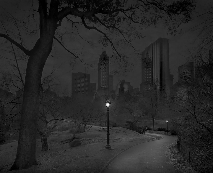 Luminous black and white Central Park