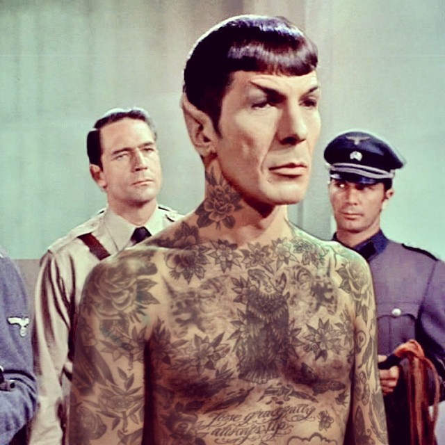 Reimagined public figure with tattoos