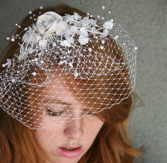 Birdcage veil with modern makeup