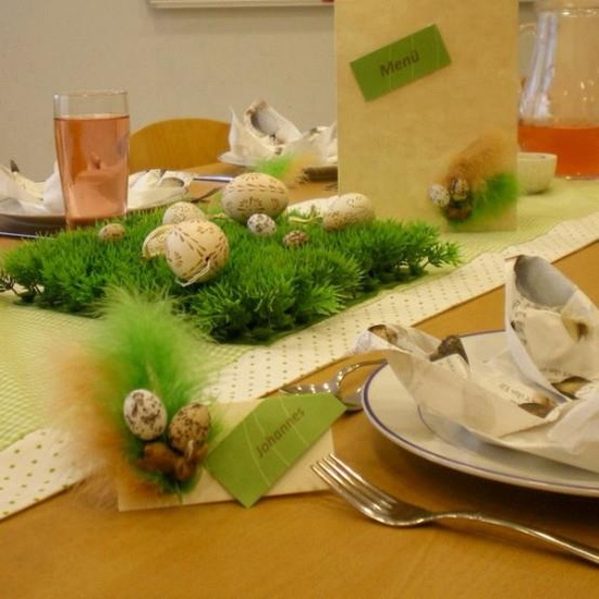 Glass and pastel Easter table décor