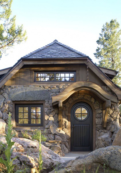 Fantasy cottage nestled in a hillside