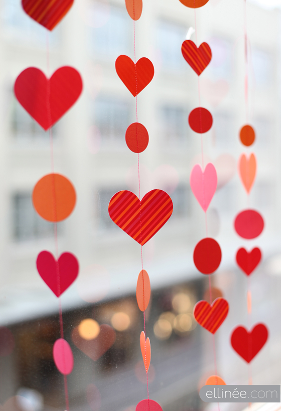 Hanging paper heart garland