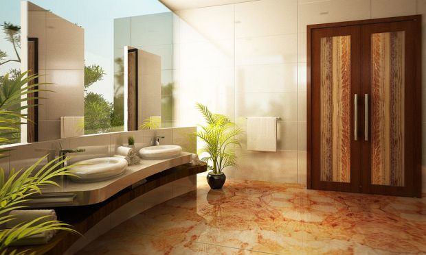 Contemporary bathroom lighting and mirrors