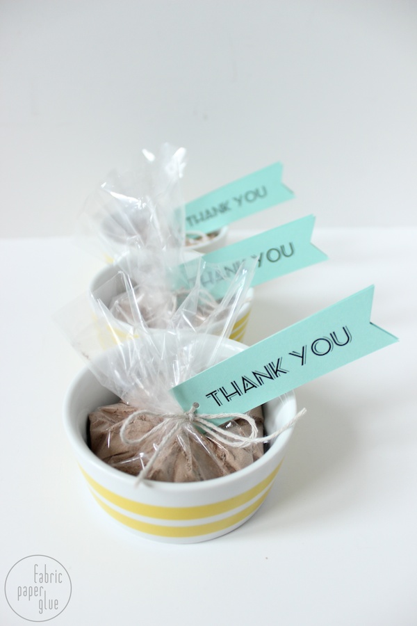 Mini chocolate cake shower favors
