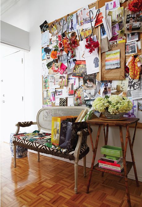 Craft supplies arranged on shelves