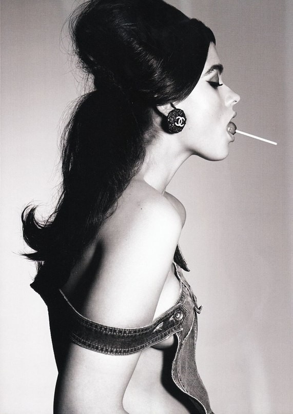 High-contrast black and white portrait