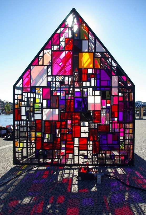 Intricate leaded stained-glass window