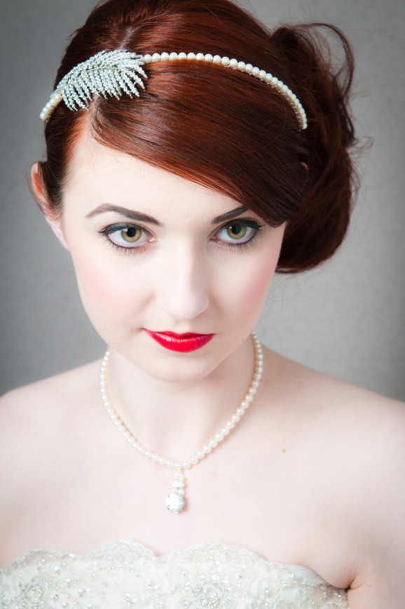 Ethereal bridal headpiece close-up
