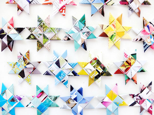 woven magazine stars garland