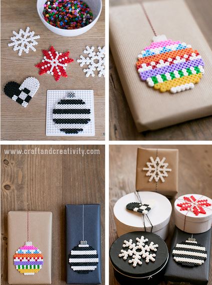 Fuse bead Christmas gift tags