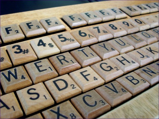 Custom keyboard with Scrabble tile letter keys