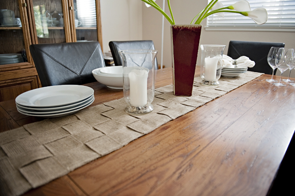 Woven burlap table runner