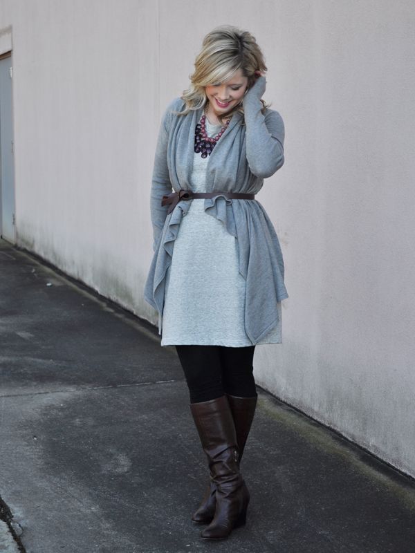 Maternity winter trousers and knit layers