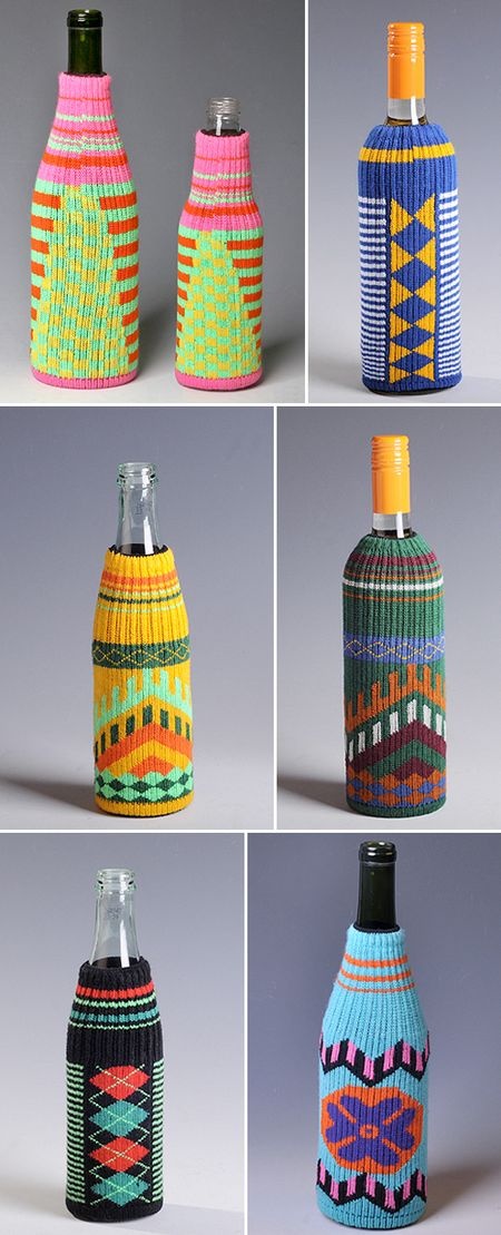 Striped wine bottle