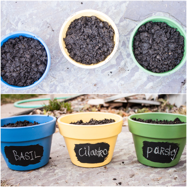 Chalkboard paint pots