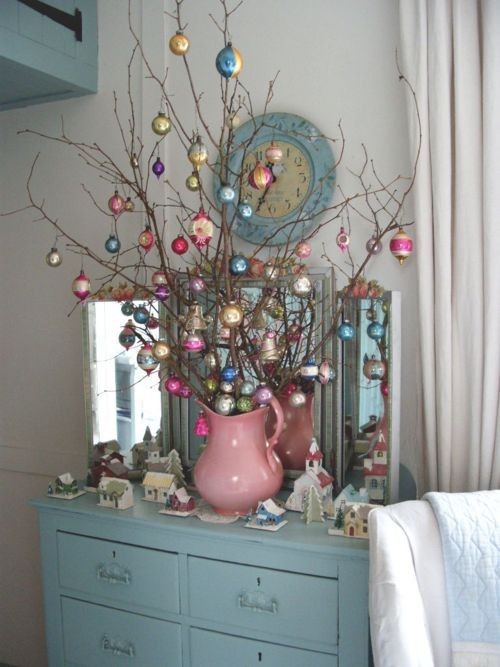 Christmas tree and ornament close-up