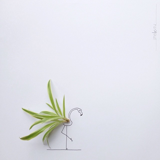 Little monster with botanical props