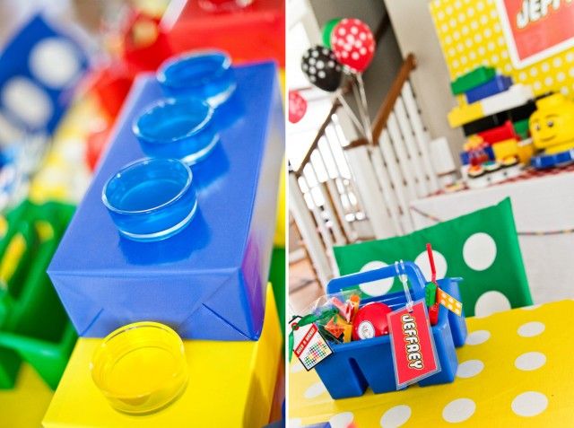Giant DIY LEGO brick boxes and personalized favor caddy
