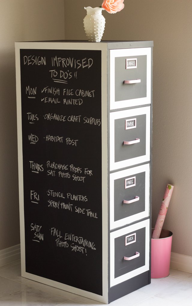 Chalkboard file cabinet makeover