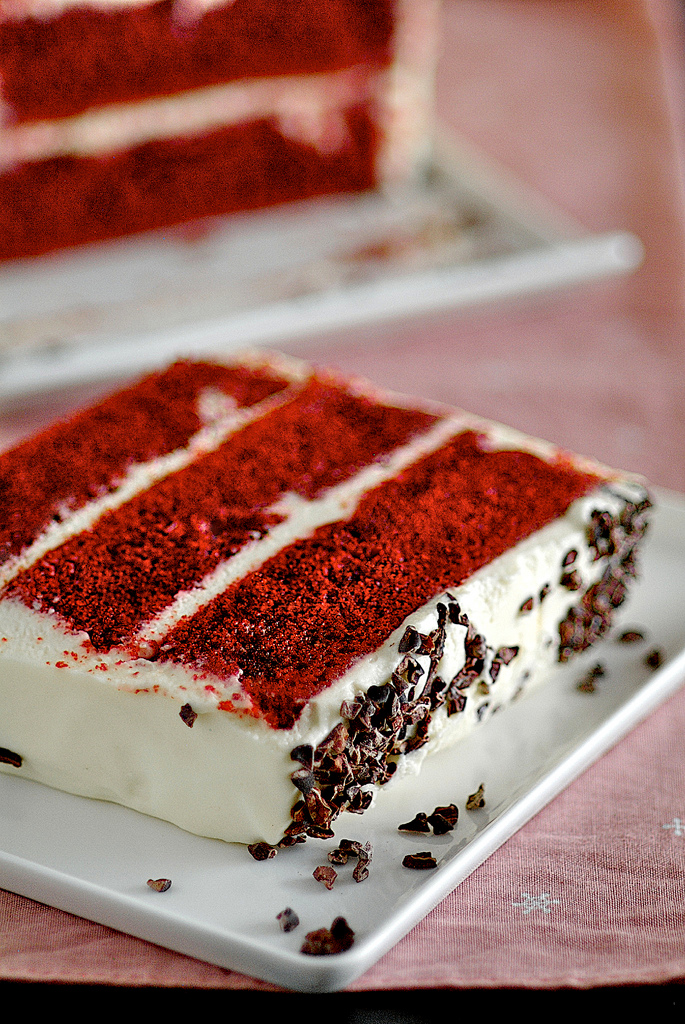 Red velvet cake with mascarpone cream cheese icing