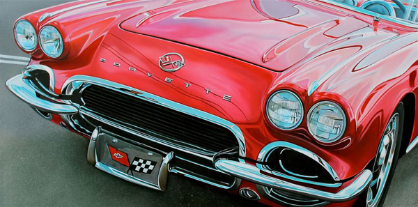 Muscle car reflection painting