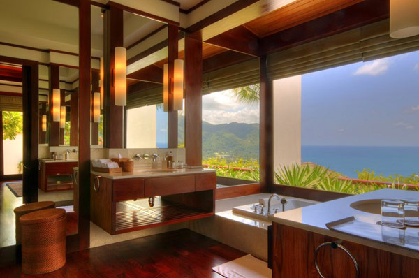 Spa-like bathroom in tropical villa