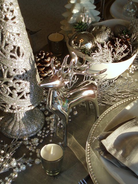 Cream winter place setting close-up