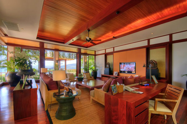 Villa dining area with sea outlook