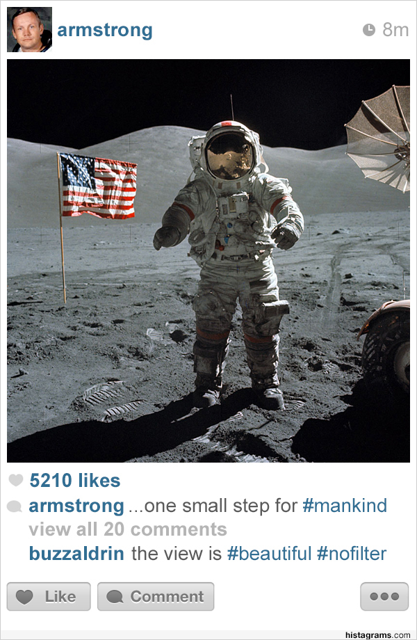 Histagram depicting a famous historical scene as social media