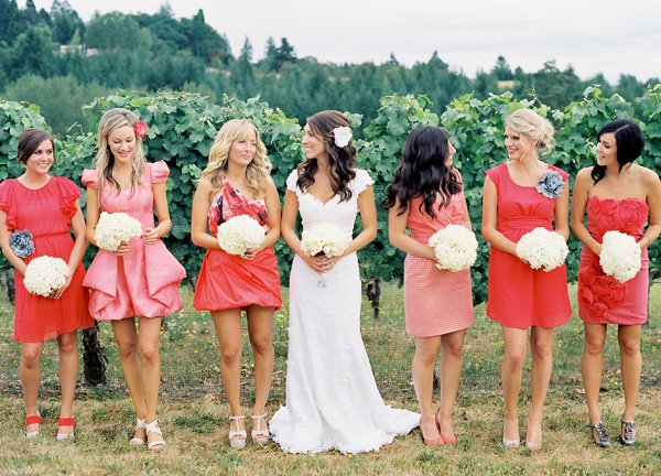 Close crop of bridesmaid smiles and details