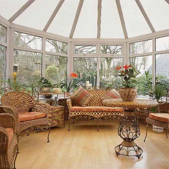 Colour-forward sunroom design idea