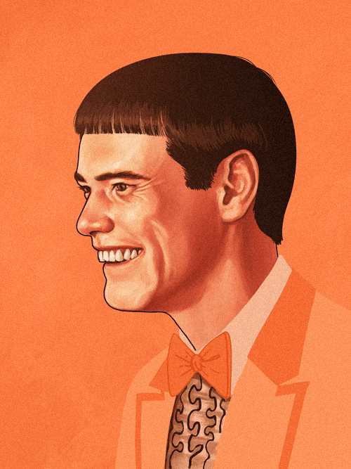Lloyd Christmas from Dumb and Dumber in orange tuxedo
