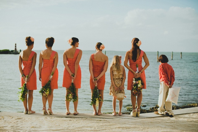 Bridesmaid bouquets in the foreground