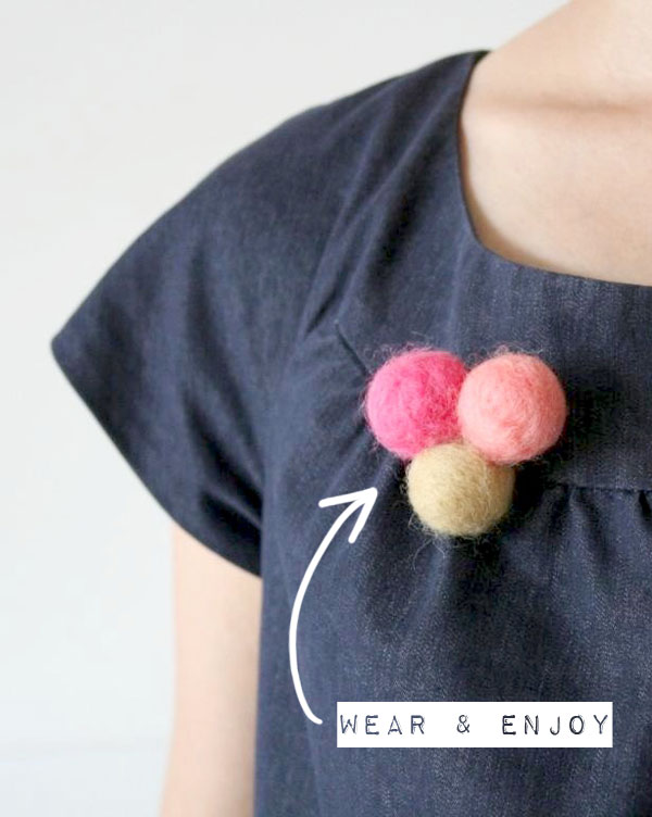 Needle felted molecule brooch