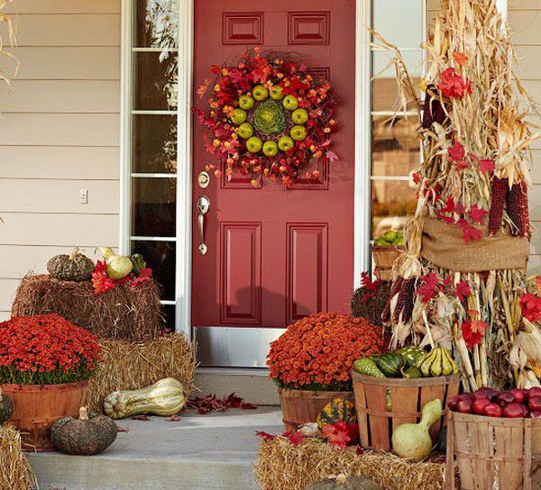 Fall front porch vignette