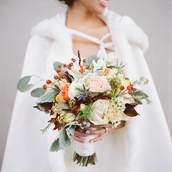 Compact winter wedding bouquet