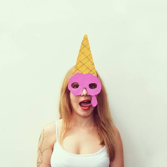 Upside-down ice cream cone cardboard mask