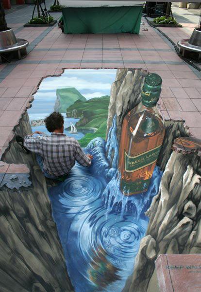 Anamorphic street painting