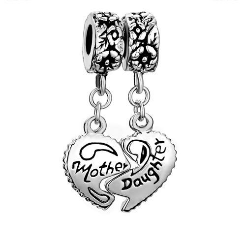 Mother and Daughter split-heart charm pair