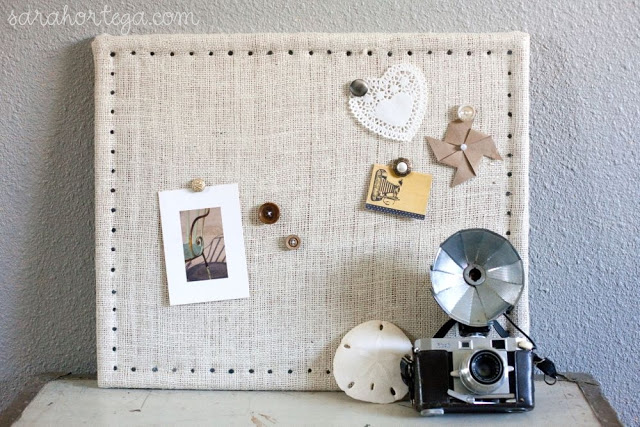 Burlap-covered cork board