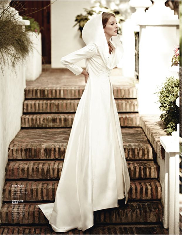 Ivory wedding cloak with clean lines
