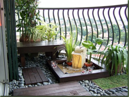 Balcony flooring and seating design